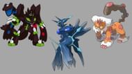 Origin Forme Dialga, Zygarde (Complete Forme), and Therian Landorus (Image via TPC)